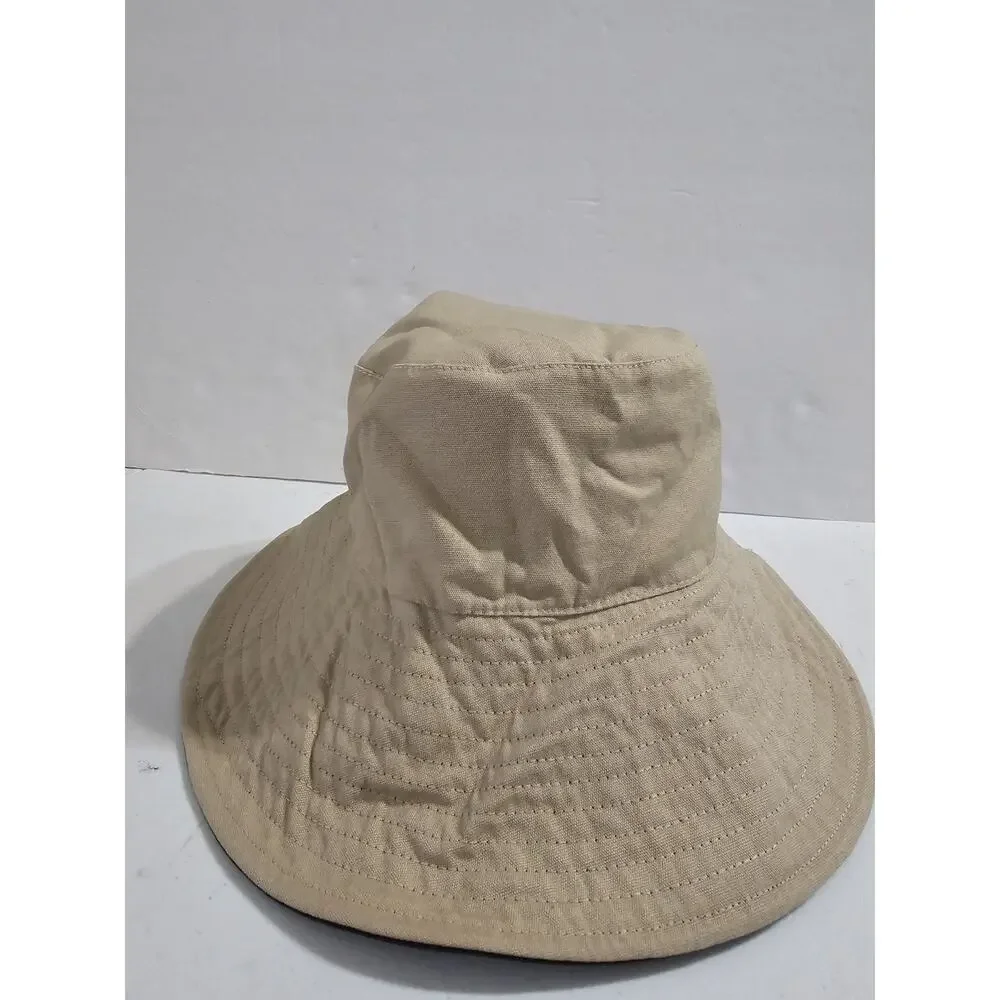 NWT Bucket Hat Reversible Black Beige Minimalist 90s Nostalgia Gorp 3.5 in Brim